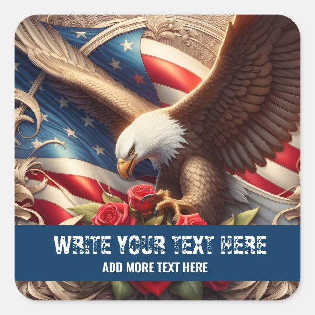 Template for Patriotic American Flag Eagle Sticker (Front)