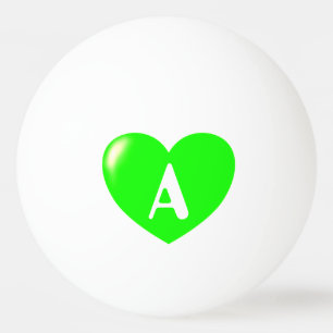Template For Your Custom Monogram Big Green Heart  Ping Pong Ball
