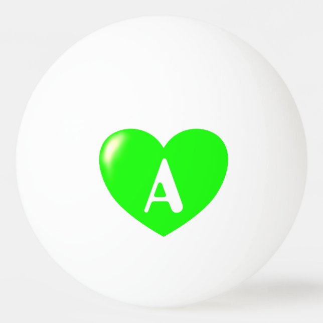 Template For Your Custom Monogram Big Green Heart  Ping Pong Ball (Front)