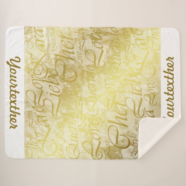 template,golden, flower, fantasy, elegant, pattern sherpa blanket (Front (Horizontal))