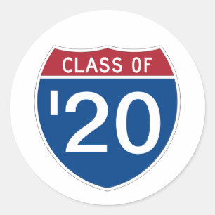 Template INTERSTATE sign Class of 20XX Classic Round Sticker