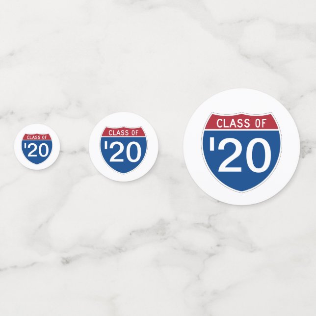 Template INTERSTATE sign  Class of 20XX Confetti (Backs)