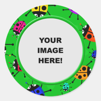 Template, Ladybug Border Classic Round Sticker
