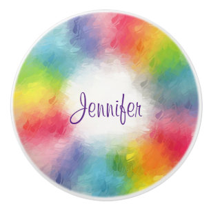 Template Modern Elegant Handwriting Colourful Ceramic Knob