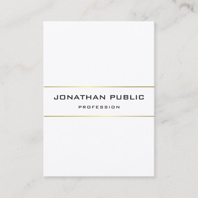 Template Modern Monogram Gold Stripes Professional Business Card (Front)