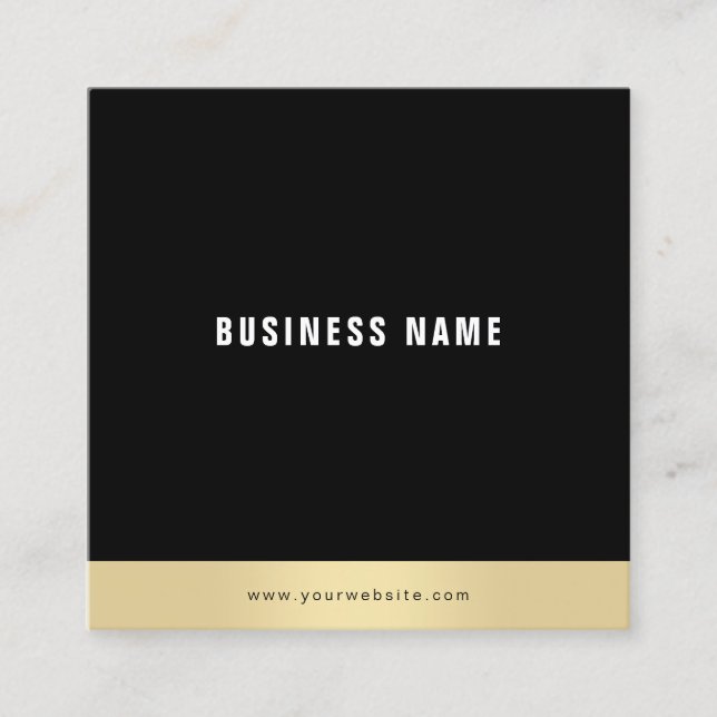 Template Modern Simple Gold Black White Elegant Square Business Card (Front)