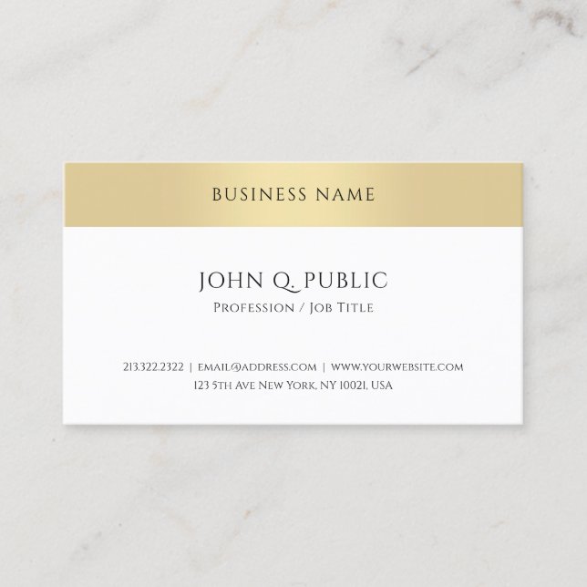 Template Modern Trendy Elegant Gold Look Simple Business Card (Front)