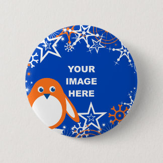 Template, Penguin Snowflake Border 6 Cm Round Badge