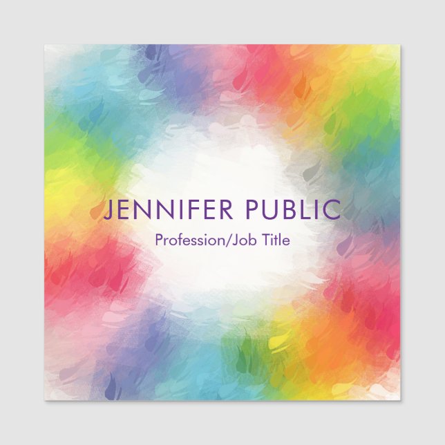 Template Personalised Modern Elegant Colourful Name Tag (Front)