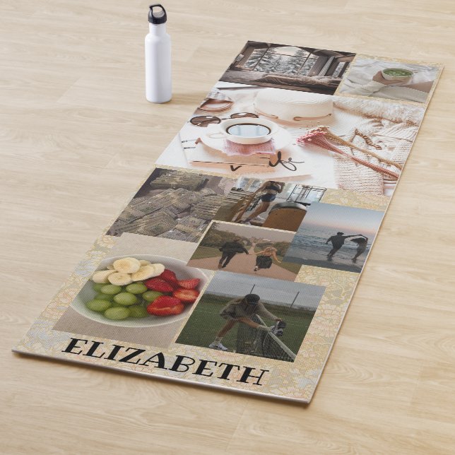 Template Photo Collage Custom Name Cute Yoga Mat (In Situ)