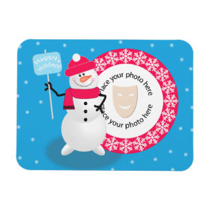 Template photo Happy Holidays Snowman Magnet