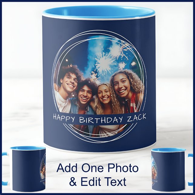 Template Photo Message Keepsake Birthday Navy C41 Mug (Creator Uploaded)
