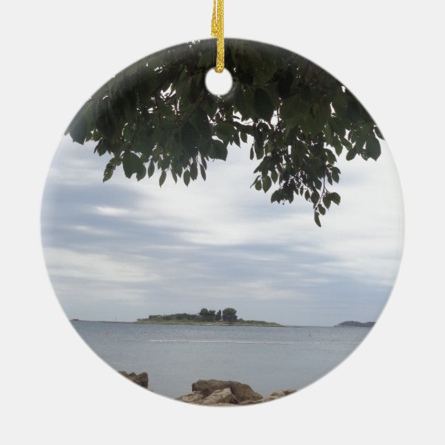 Template Photo Rectangle Camera Ceramic Tree Decoration (Back)