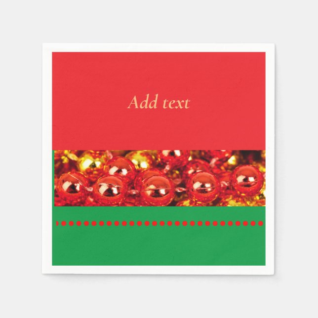 Template, Red and Green Christmas Napkin (Front)