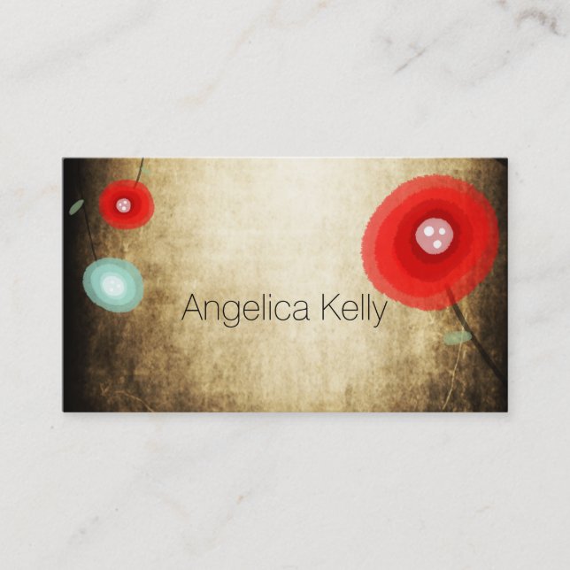 Template Red Poppy Business Card (Front)