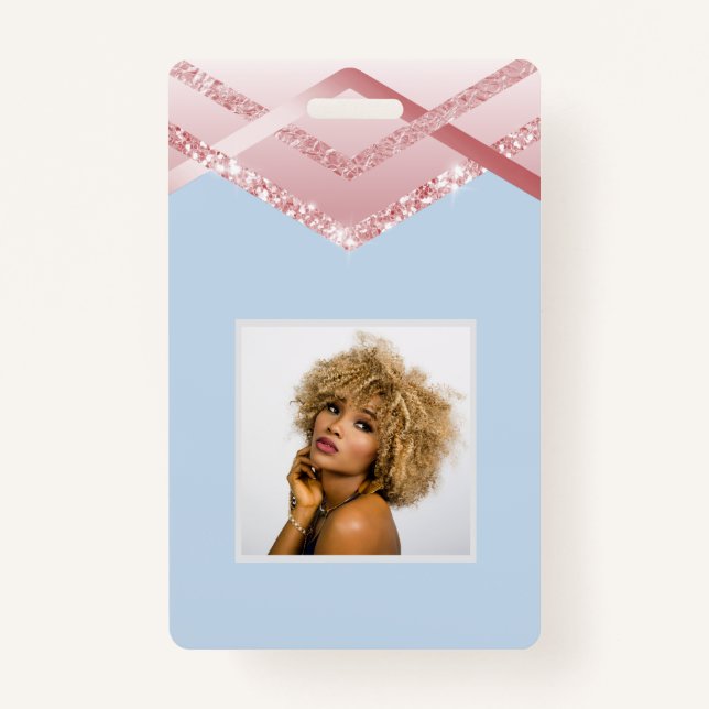 TEMPLATE Rosegold Glitter Foil Look ID Badge (Front)