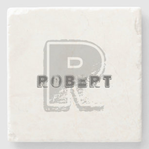 Template Stylish Design Letter Elegant Monogram Stone Coaster