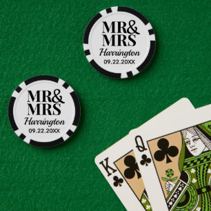 Template Wedding Favour Mr & Mrs Name Cute Classy Poker Chips