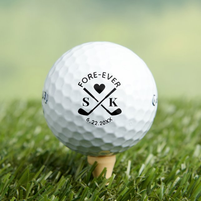 Template Wedding Favour Name Fore Ever Cute Golf Balls (Insitu Tee)