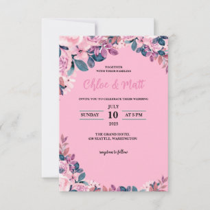 TEMPLATE WEDDING INVITATIONS ONLINE ELEGANT FLOWER