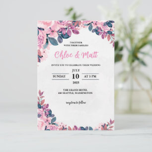 TEMPLATE WEDDING INVITATIONS ONLINE ELEGANT FLOWER