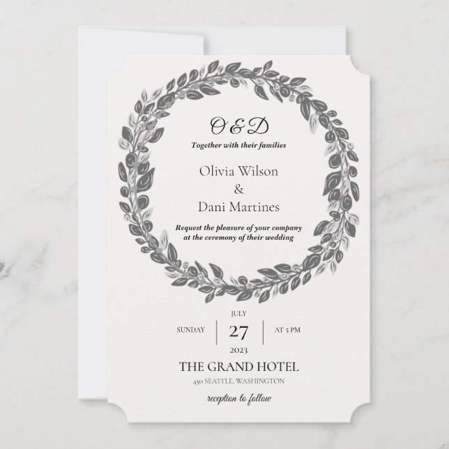 TEMPLATE WEDDING INVITATIONS ONLINE Monogram (Front)