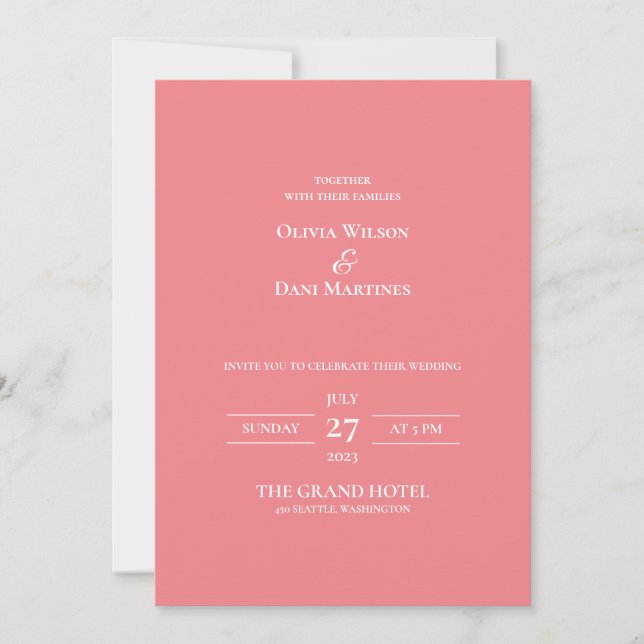 TEMPLATE WEDDING INVITATIONS ONLINE – peach (Front)