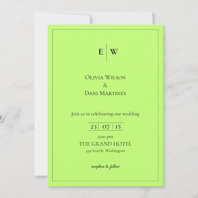 TEMPLATE WEDDING INVITATIONS ONLINE with border (Front)