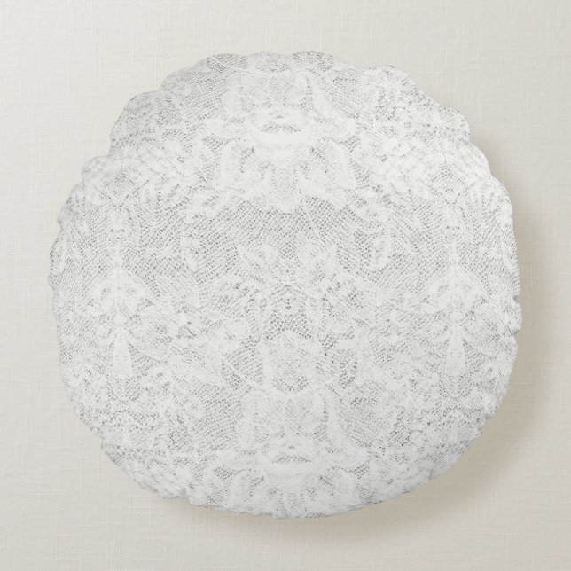 Template - White Lace Background Round Cushion (Front)
