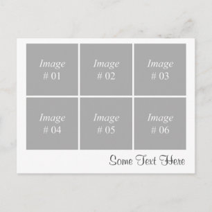 template with six square images & text postcard