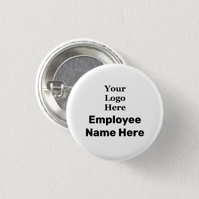 Template Your Logo Here & Employee Name 3 Cm Round Badge (Front & Back)
