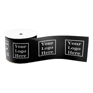 Template: Your Logo Here on Black Grosgrain Ribbon