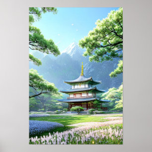 Temple amidst Nature's Splendour Poster