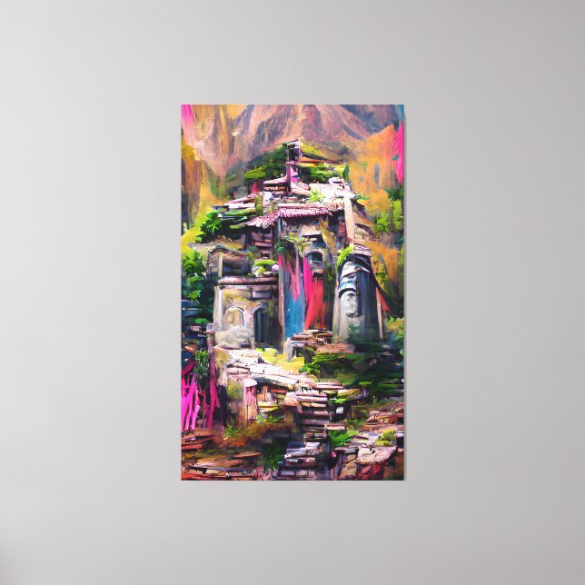 Temple - Colourful Abstract Painting Canvas Print (Front)