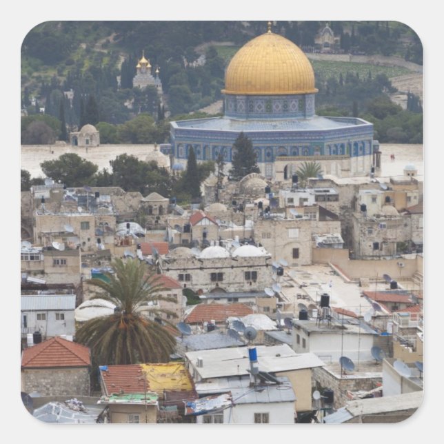 Temple Mount and Dome of the Rock Square Sticker (Front)