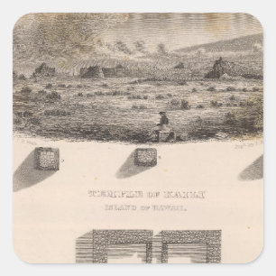 Temple of Kaili, Island of Hawaii, Hawaii Square Sticker
