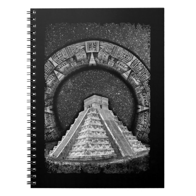 Temple of Kukulcán Mayan Pyramids Aztec Calendar Notebook (Front)