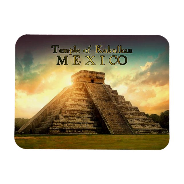 Temple of Kukulkan Mexico stylised Magnet (Horizontal)