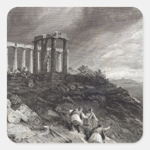 Temple of Minerva Sunium, engraved by J. Saddler Square Sticker