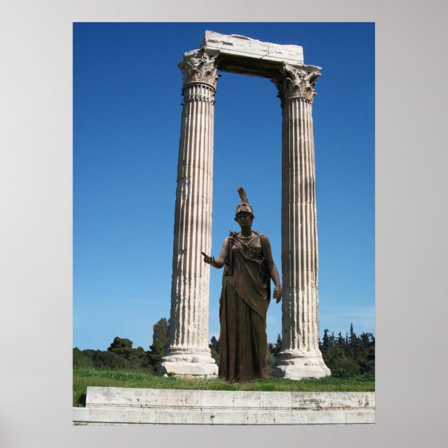Temple of Olympian Zeus-Gate with goddess Athena Poster (Front)