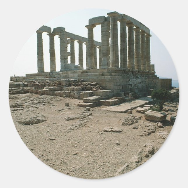 Temple of Poseidon Ruins Classic Round Sticker (Front)