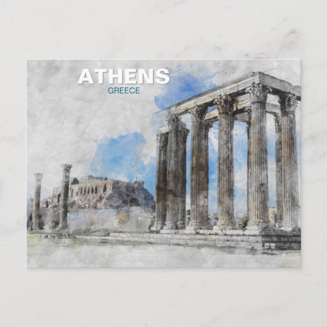 Temple of Zeus Athens – Vintage Greece Travel  Postcard (Front)