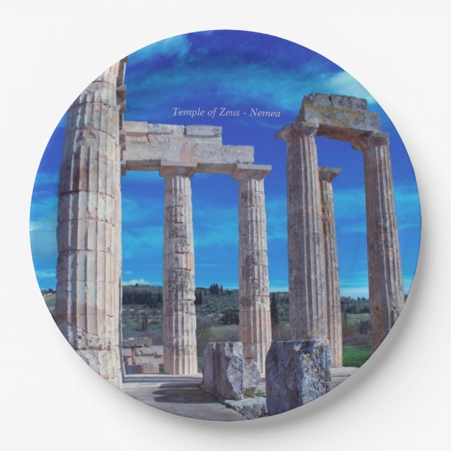 Temple of Zeus – Nemea Paper Plate (Front)