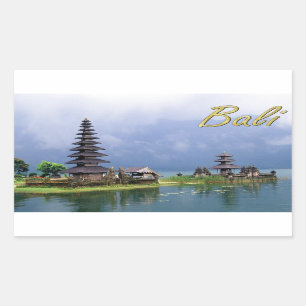 Temple on a Lake Rectangular Sticker