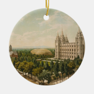 Temple Square Salt Lake City Utah in 1899 Ceramic Tree Decoration