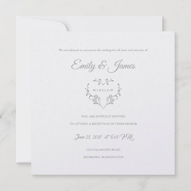 Temple Wedding Reception Card-Fancy Heart Invitati Invitation (Front)