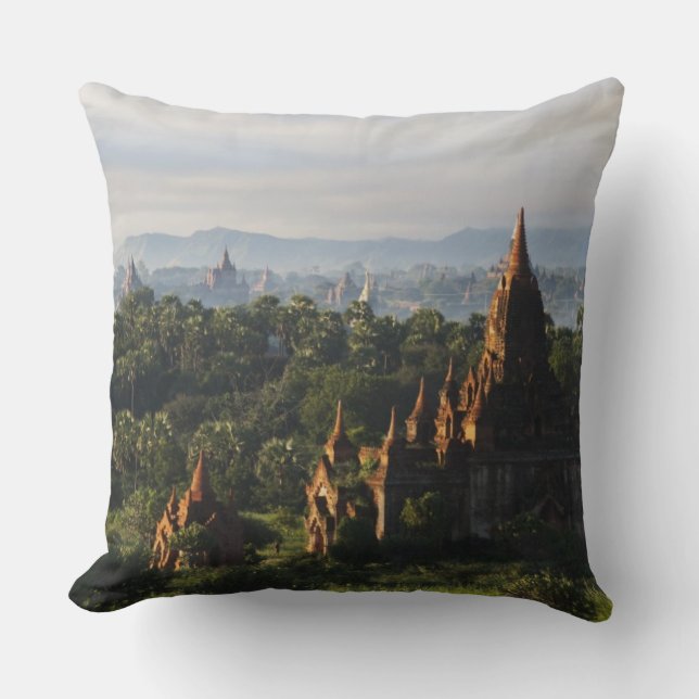 Temples at sunrise, Bagan, Myanmar Cushion (Front)
