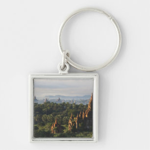 Temples at sunrise, Bagan, Myanmar Key Ring
