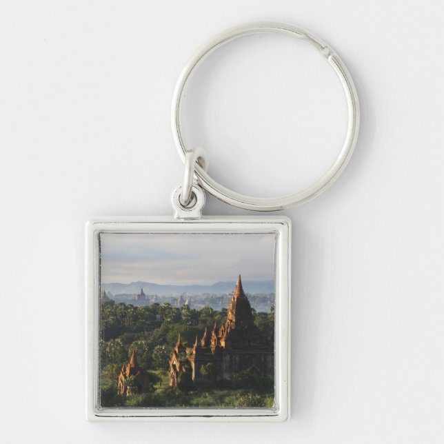 Temples at sunrise, Bagan, Myanmar Key Ring (Front)