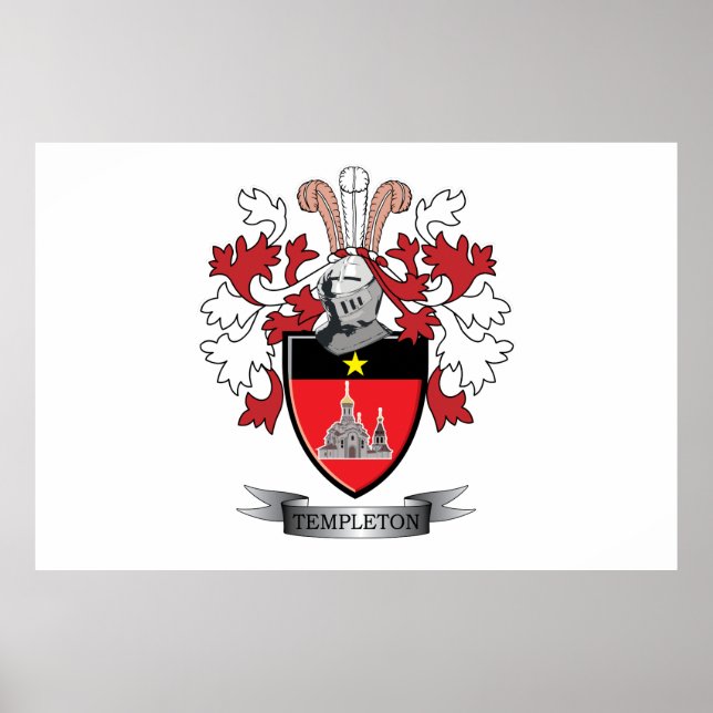 Templeton Family Crest Coat of Arms Poster (Front)
